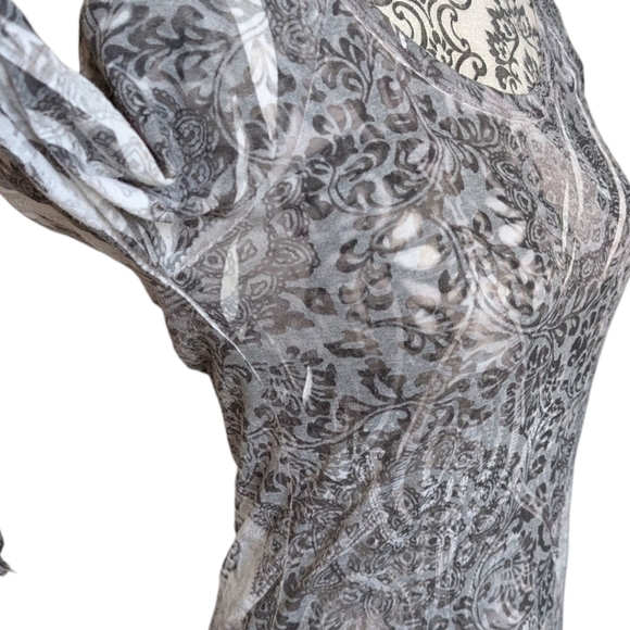 prAna Rapture Top Women S Cotton Blend Semi Sheer Grey White Y2K Shabby Fairy - Picture 6 of 15